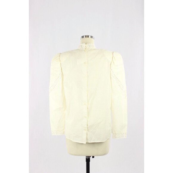 Vintage 80's SCOTT MCCLINTOCK Cream Cotton Lace Victorian Style Blouse, Size 6 - Picture 3 of 16